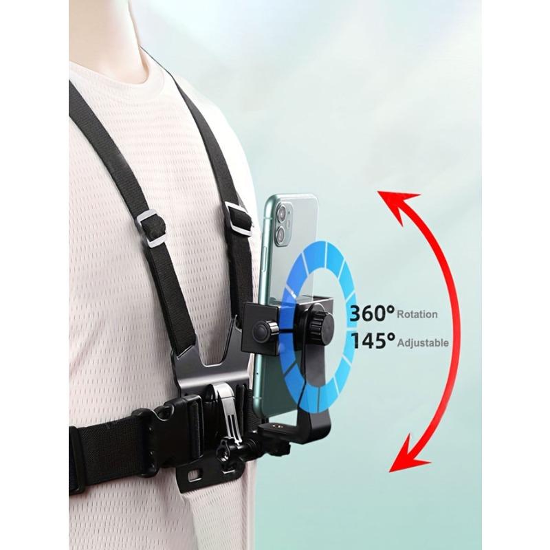 1pc Chest Strap Mobile Phone Live Streaming Suit With Gopro 11 10 9 Action Camera Aee And 360 Rotation Mobile Phone Clip