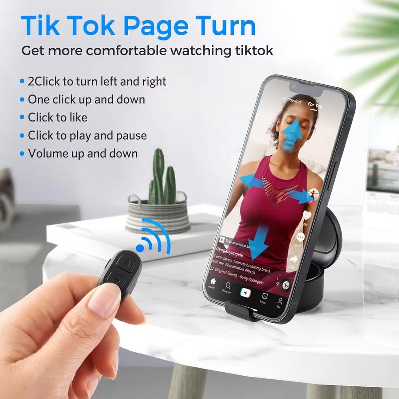 TikTok Remote Control Kindle App Page Turner, Bluetooth Camera Video Recording Remote Control, TIK Tok Scroll Ring for iPhone, iPad, iOS, Android, Tik Tok Ring Selfie Accessory Smartphone with Charging Case