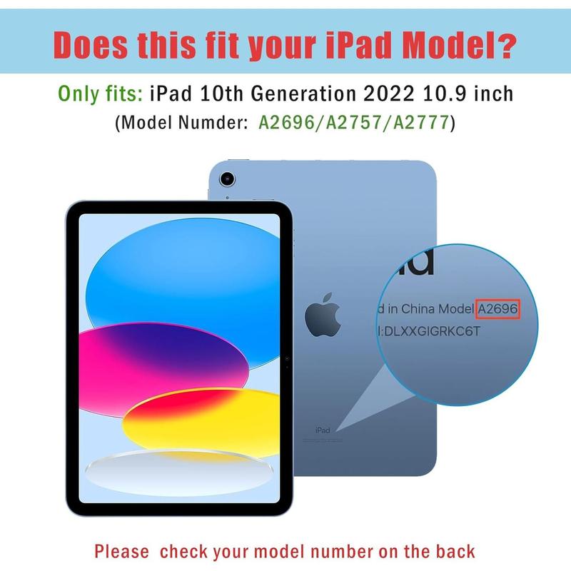 For IPad 10th Generation Case 10.9 Inch 2022, Slim Stand Protective 10th Gen IPad Case with Translucent Hard Back, Cover IPad 10 Case, Support Touch ID, Auto Wake Sleep -Navy Computer Tablet