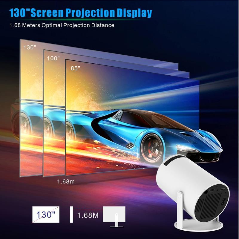 [Free shiping] Portable Projector, Auto Keystone Correction Mini Projector, 4K  200 ANSI Smart Projector with 2.4 5G WiFi, BT 5.0, 130 Inch Screen, 180 Degree Flip, Round Design, Home Video Projector