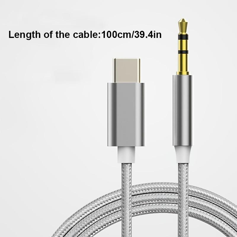 1m USB Type C to 3.5mm Female Headphone Jack Adapter, Portable USB-C To 3.55mm AUX Audio Cable, Phone Accessories for Home Car