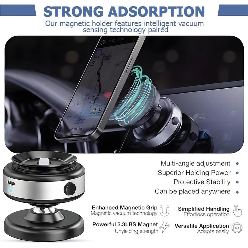 Car Phone Holder, 15W Magnetic Wireless Car Charger, Dashboard Cellphone Holder for iPhone 16 15 14 13 12, Fast Charging