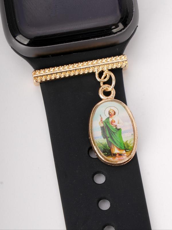 Green Jesus Charm Watch Strap Decoration, for Apple Watch Band, Trendy All-match & Exquisite Jewelry for Birthday Gift