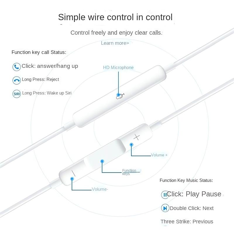 Type C In-ear Earphones Applicable iPhone15, with Type-C Connector, Wired Ear Buds for iPhone & Android