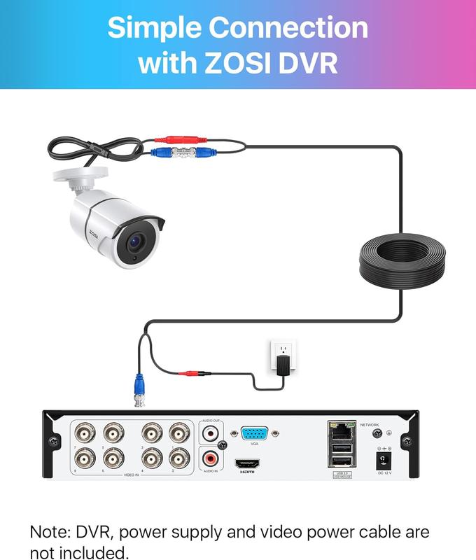 ZOSI 2 Pack 1080P Home Security Cameras with Audio Recording,Built-in Microphone,1920TVL 2.0MP HD-TVI Surveillance Cameras with 120ft IR Night Vision,Waterproof Surveillance Bullet CCTV Camera System Car camera