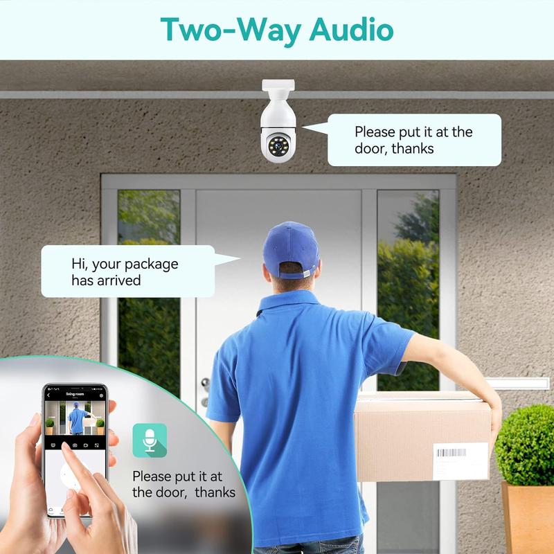 Bulb Security Camera 2.4 5 Ghz, Light Bulbcamera, Motion Detection, Sound & Light Alarm Two-Way Audio, Home Yard store only camera, Limited Time Offer