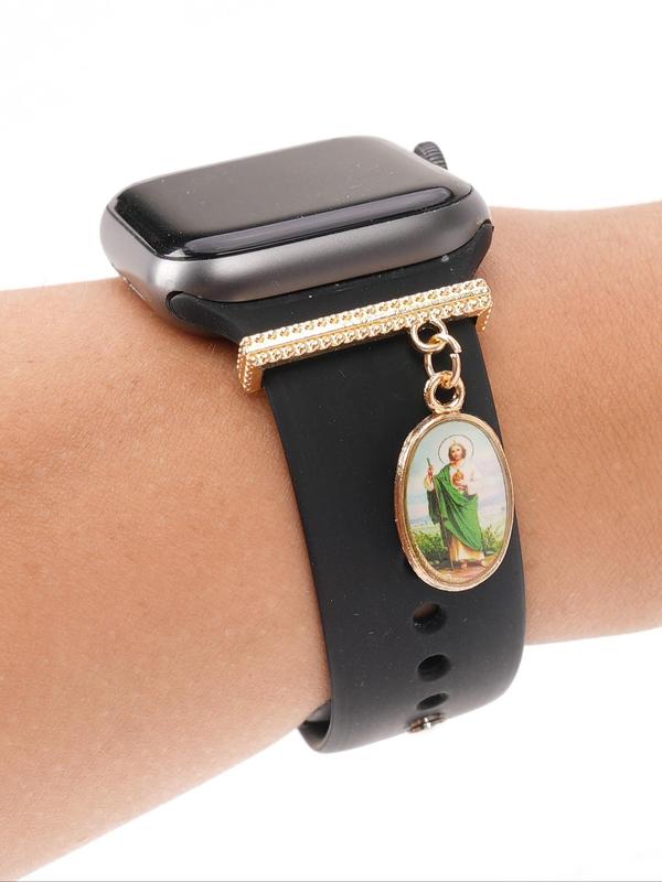 Green Jesus Charm Watch Strap Decoration, for Apple Watch Band, Trendy All-match & Exquisite Jewelry for Birthday Gift