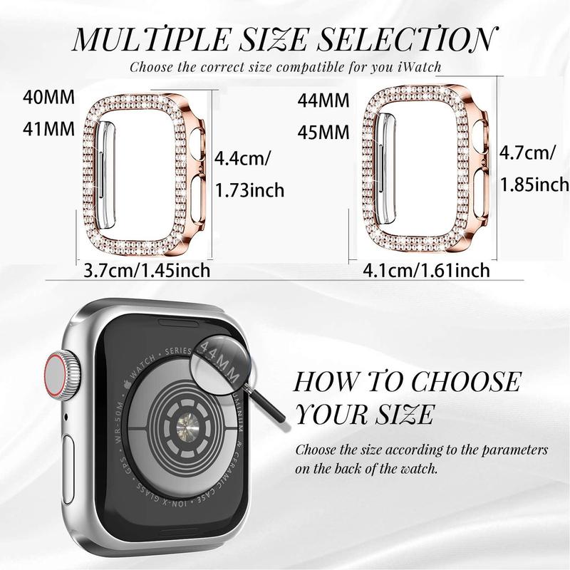 Rhinestone Decor Smart Watch Protective Case, 1 Count Anti-scratch Smart Watch Cover, Watch Accessory Compatible With iWatch 40mm to 45mm, Smartwatch Accessories