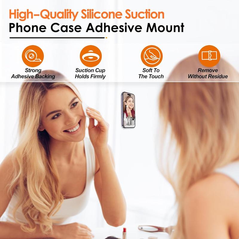 Selfie Suction Phone Case Mount, Silicone Phone Suction Grip, Anti-slip Mobile Accessory Holder, Sticky Phone Grip for Videos and Selfies