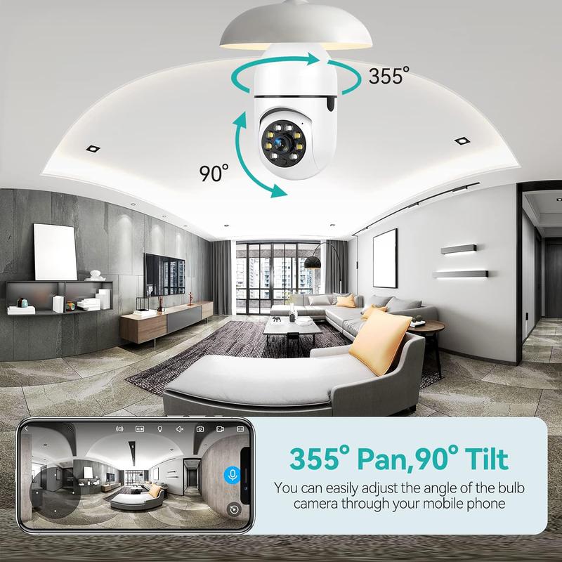 Bulb Security Camera 2.4 5 Ghz, Light Bulbcamera, Motion Detection, Sound & Light Alarm Two-Way Audio, Home Yard store only camera, Limited Time Offer