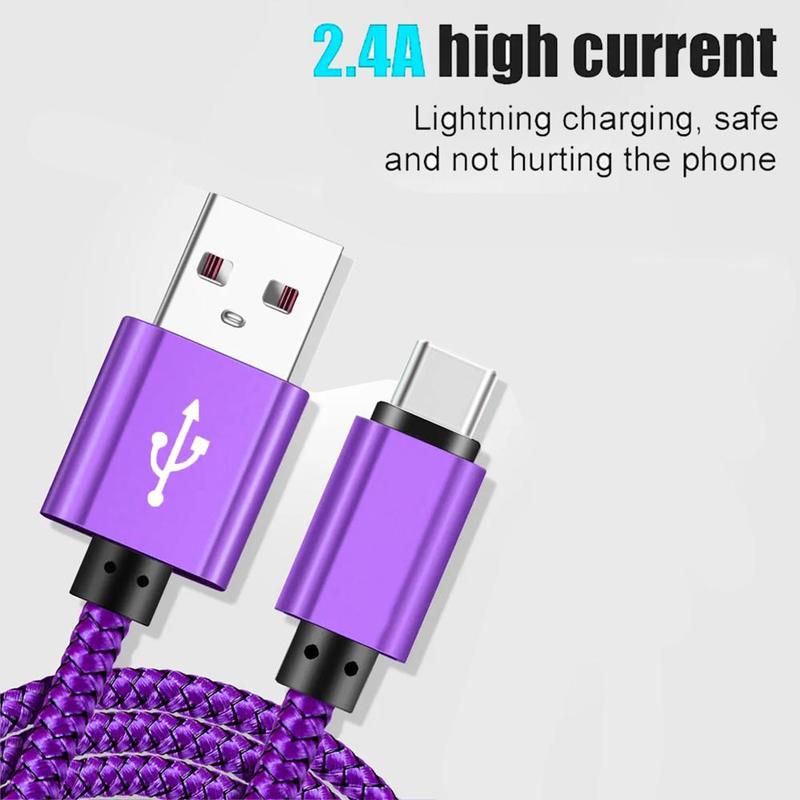 Type-C Fast Charging Data Cable, 1 Count 30W Fast Charging USB Type-C Cable, Nylon Braided USB To USB C Charging Cable, Phone Accessories