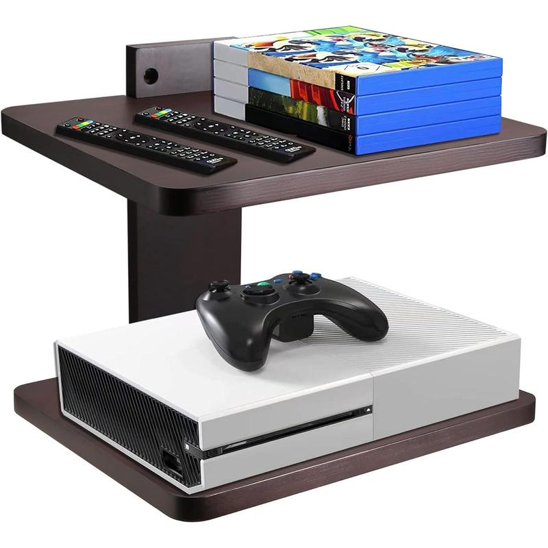 Wooden Floating Shelf, 1 Shelf, Entertainment Center for Projector, PS5, DVD Player, Game Console, Cable Box, 20lbs Capacity