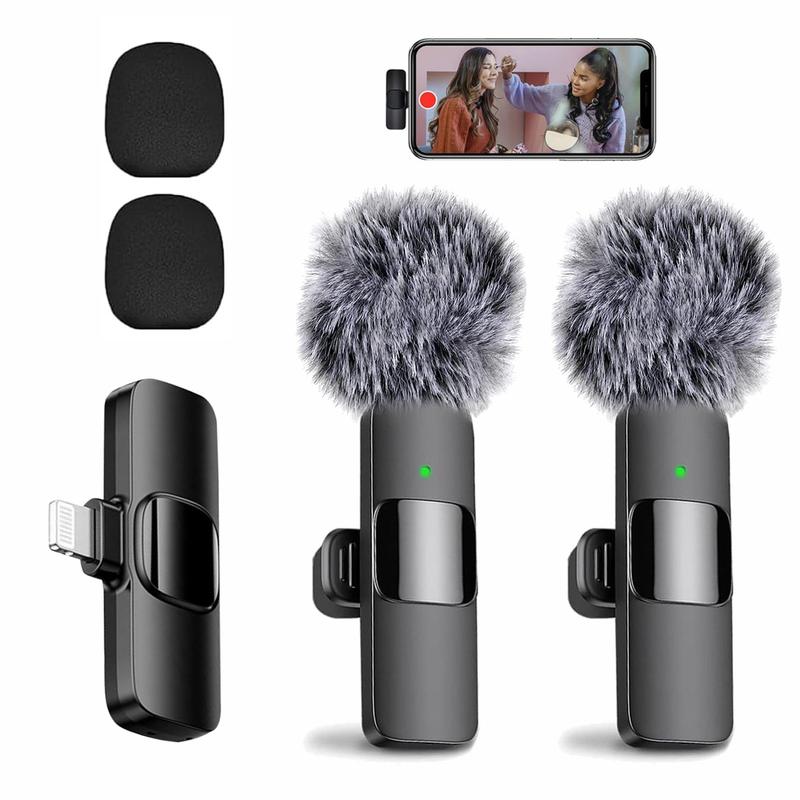 2024 Professional Wireless Lavalier Microphone for iPhone, iPad, Android - 2Pcs Cordless Omnidirectional Condenser Recording Mic with USB-C for Interview, Video, Podcast, , TikTok