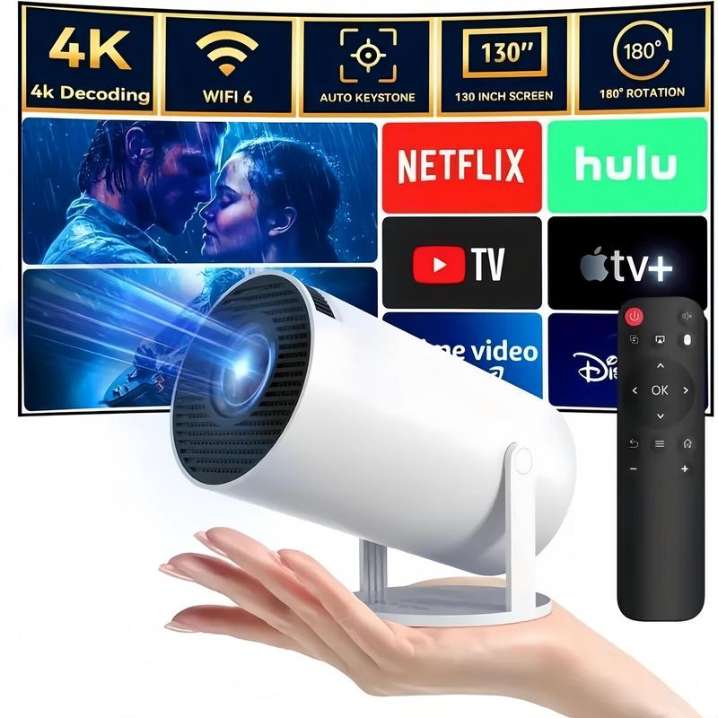 [Black Friday] Portable 4K HD Projector, WIFI6  Bluetooth5.0 Android TV 11.0,Auto Keystone Correction Video Projector,180°Rotatable Stand,Home & Outdoor Use,Black Friday,New Year gifts,Christmas (Comes with a phone selfie remote control as a gift)