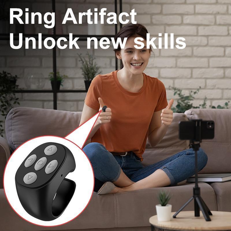 TikTok Remote Control Kindle App Page Turner, Bluetooth Camera Video Recording Remote Control, TIK Tok Scroll Ring for iPhone, iPad, iOS, Android, Tik Tok Ring Selfie Accessory Smartphone with Charging Case