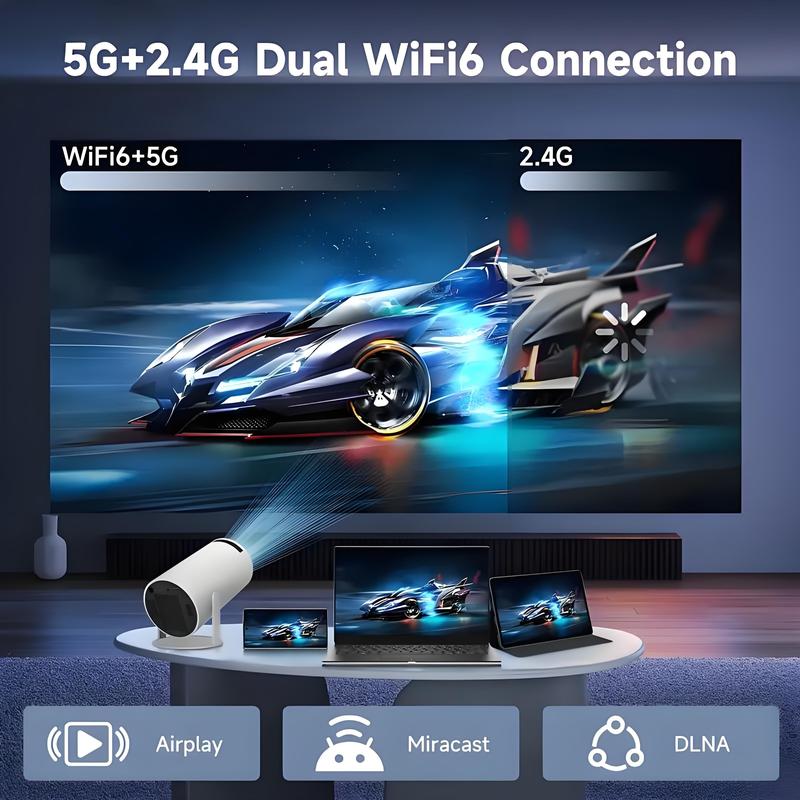 Wifi Smart Portable Projector Features 260 ANSl Lumens, 720p HD, 4K Supported ,Equipped With 2.4G+5GHz WiFi AndBluetooth 5.0. Lt Includes 180° Rotation And Automatic Keystone Correction portable projector