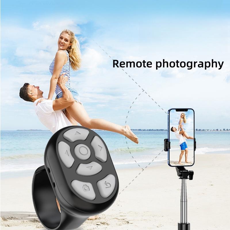 Wireless Page Remote Control, Portable Camera Shutter Remote Control, Multifunctional Magnetic Charging Ring Remote for Android & iPhone