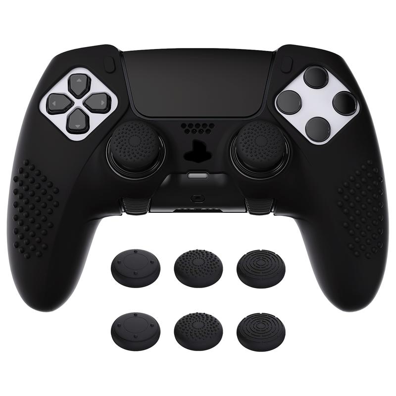 PlayVital 3D Studded Edition Anti-Slip Silicone Cover Case for ps5 Edge Controller, Soft Rubber Protector Skin for ps5 Edge Wireless Controller with 6 Thumb Grip Caps