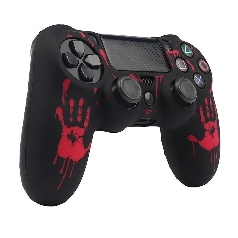 Blood Hand Print Game Controller Protector Set, 1 Set Silicone Handheld Game Controller Protector, Game Controller Protective Cover for PS4, Controller Accessories, Game Console  Accessories