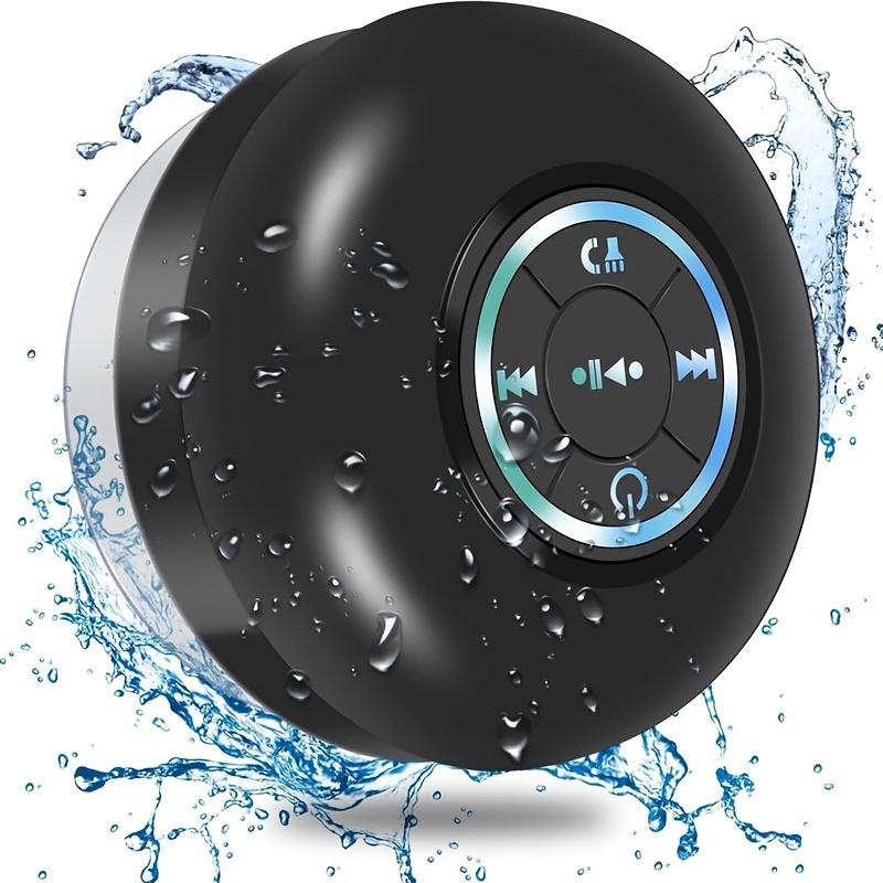 Mini Bluetooth Shower Speaker with LED light,Portable IPX4 Waterproof, Hands-Free Speakerphone,Rechargeable Using Micro USB, Wireless Stereo for Beach, Shower & Home,Black Friday&New Christmas Gift