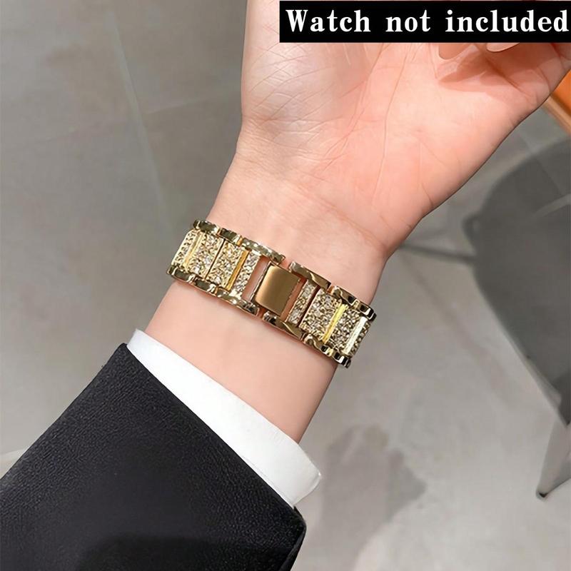 Three-Row Rhinestone Decor Watch Band, 1 Count Fashionable Watch Band for Women & Girls, Compatible with Apple Watch Ultra2 Ultra SE 2 SE 9 8 7 6 5 4 3 2 1