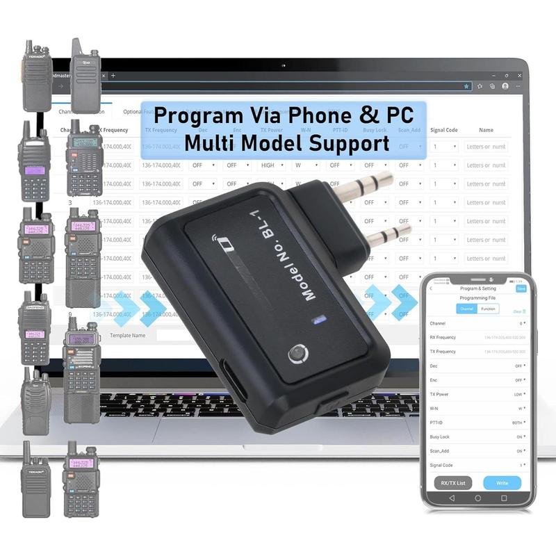 Ham Radio  Programmer Adapter APP and PC Program for  UV-5R and Multiple Models No Driver Issues Instead of Program