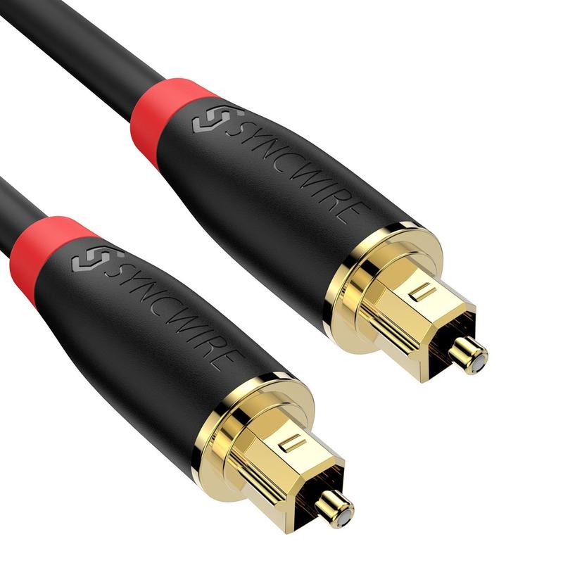 Syncwire Digital Optical Audio Cable 10ft - Toslink Male to Male Fiber Optic Cord for Home Theater, Sound Bar, PlayStation & More