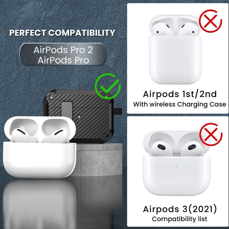 AirPod Pro Case Cover (2019 2022 2023) with Automatic Lock, Shockproof Case Compatible with AirPods Pro 2nd Generation 1st Generation, for iPods Pro Case with Keychain for Men Women