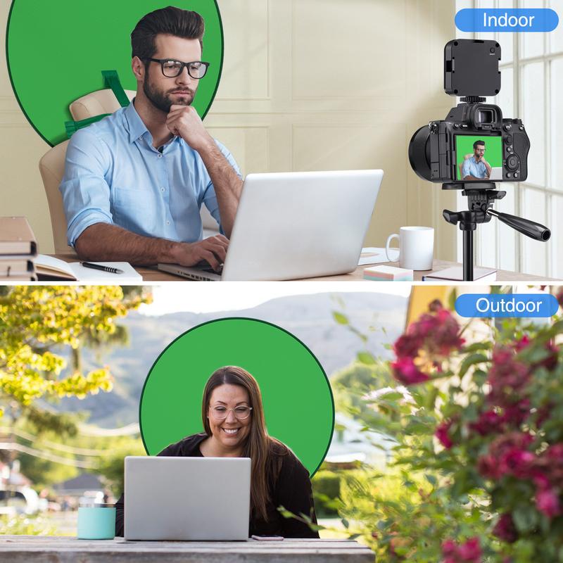 CAMOLA Portable Webcam Background, 75cm 110cm 142cm Collapsible Green Background for Video Chats, Zoom, Skype, Video, Photo, Single-Side Chromakey Green Screen for Chair