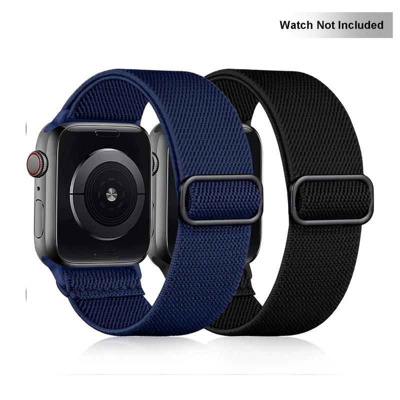 Elastic Watch Band, Adjustable Soft Nylon Strap, 2 Counts Watch Band for iWatch Series 8 7 6 5 4 3 2 1 SE Ultra for Women Men