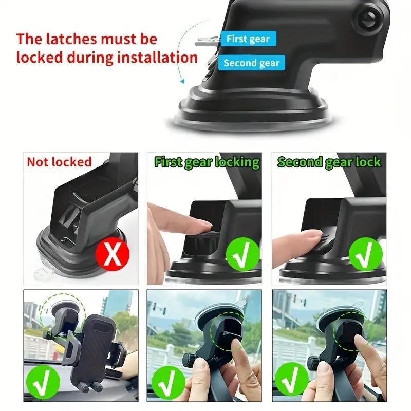 Car Phone Holder, Universal Car Phone Holder with Suction Cup, Car Dashboard & Windshield Phone Mount, Car Interior Accessories for Women & Men