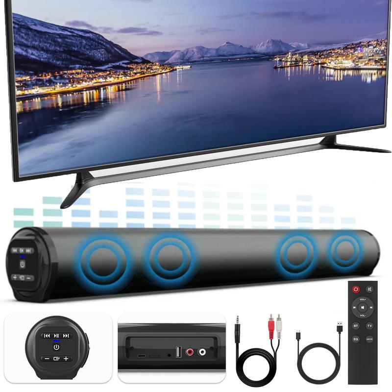 Powerful Wireless Surround Sound Bar System Bluetooth Subwoofer 4 Speaker TV Home Theater Remote Control Audio Button Cable Card