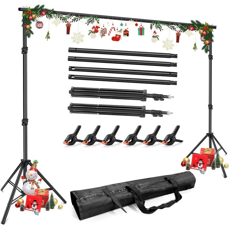 Photo Backdrop Stand, Backdrop Stand Party,10x6.5ft (WxH) Backdrop Stand Photo Studio, Adjustable Background Stand with 6 Clamp Carrying Bag for Birthday Photoshoot Projector Wedding