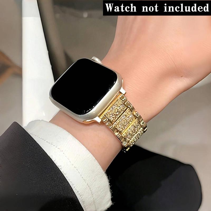 Three-Row Rhinestone Decor Watch Band, 1 Count Fashionable Watch Band for Women & Girls, Compatible with Apple Watch Ultra2 Ultra SE 2 SE 9 8 7 6 5 4 3 2 1