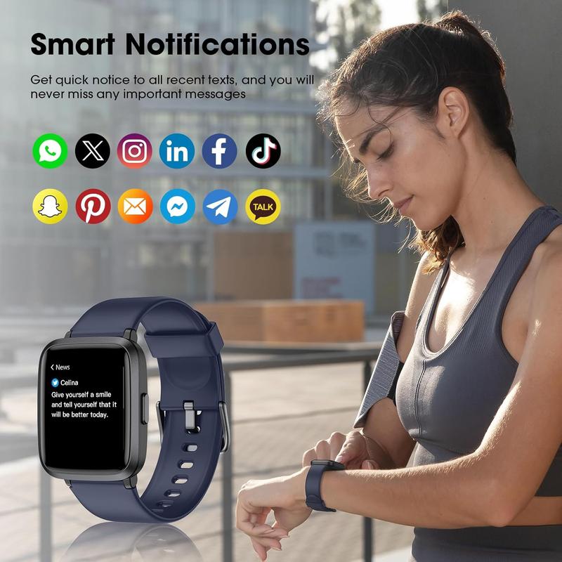 Fitness Tracker, Fitness Watch with Blood Oxygen, Blood Pressure & Heart Rate Monitor, Steps Calories Counter, Sleep Monitor, Pedometer 50 Meters Waterproof, Smart Watch for Android iPhones