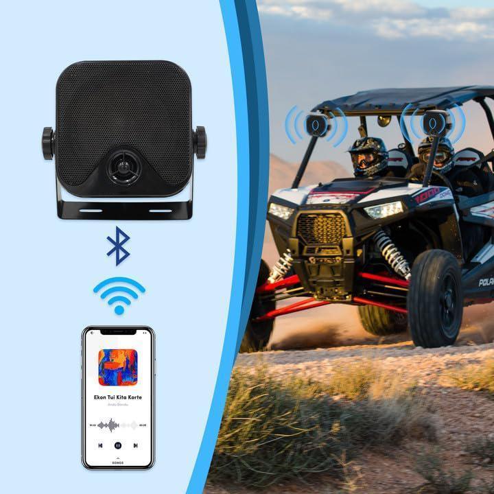 Herdio 120 Watts Outdoor Bluetooth Speakers Waterproof Surface Mounted For Marine Boat ATV UTV Heavy Duty Powersports Vehicles Backyard.