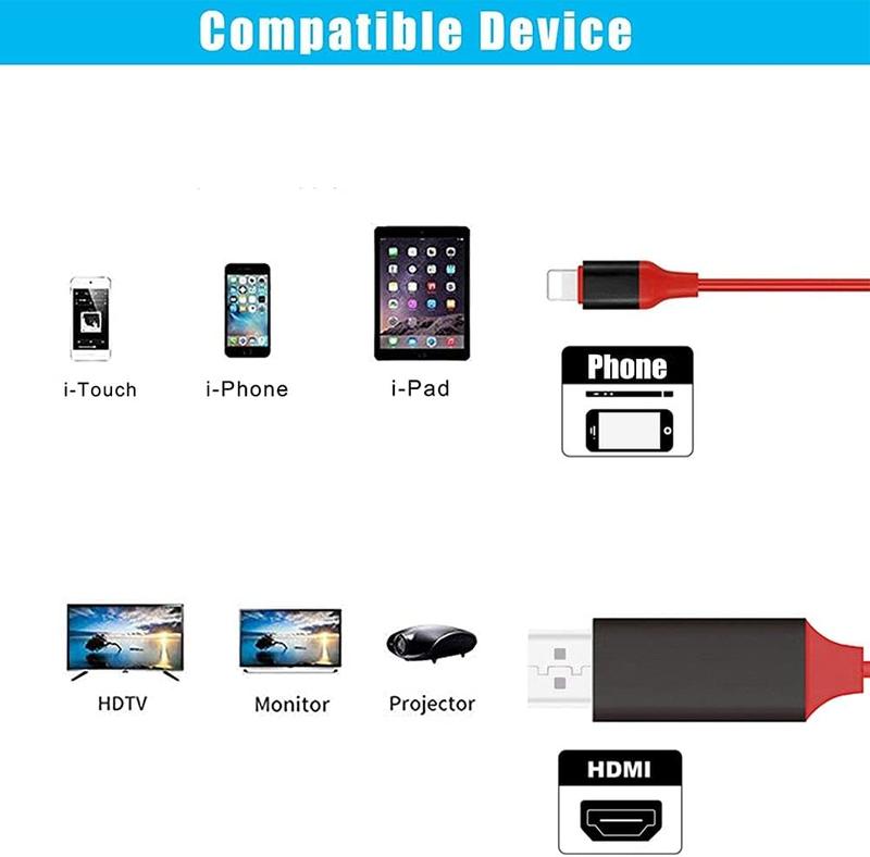 [ MFi Certified] Lightning to HDMI Adapter,  Digital AV Adapter 1080P HD Video Sync Screen Connector  to HDMI for TV Projector Monitor-NO Need Power Supply (Red)