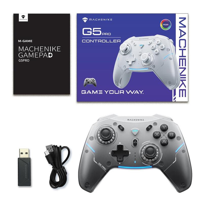 MACHENIKE G5 Pro Wireless Gamepad Controller, Hall Linear Trigger Mechanical Buttons, Handheld Game Console, 6 Axis Gyroscope Tri-mode Connection for Windows Steam Switch PC