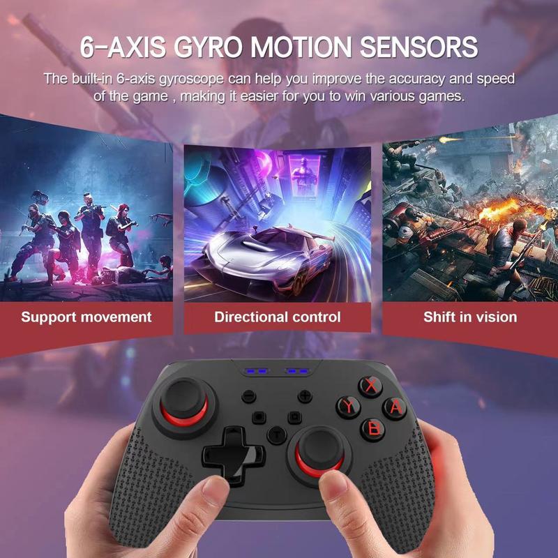 Controller For Switch Pro Wireless Gamepad Compatible For Switch Switch Lite OLED, Game Accessories for Switch Console Wireless Controllers Work with Android Mobile Smartphone PC with 6 Axis-Gyro Dual Vibration TURBO & Wake Up 4 Colors