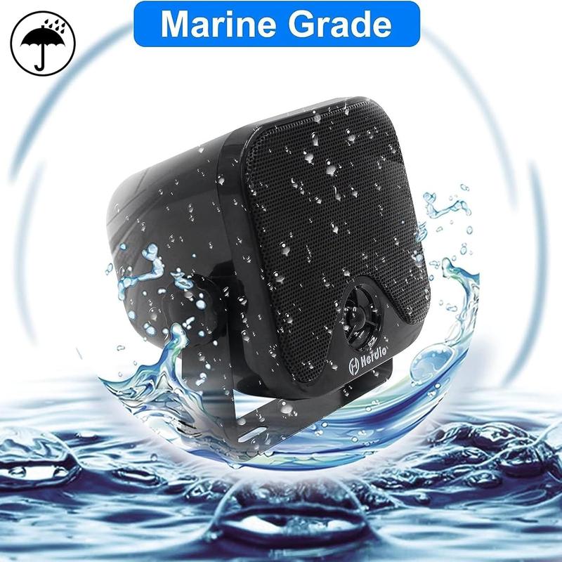 Herdio 120 Watts Outdoor Bluetooth Speakers Waterproof Surface Mounted For Marine Boat ATV UTV Heavy Duty Powersports Vehicles Backyard.