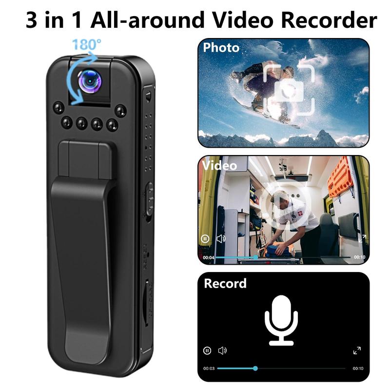 Alt Digital Wireless 1080P Vlog Body Camera, Wearable Body Cam with Night-Vision & 180° Rotation Lens, Portable Sport DV Camcorder for Outdoor Sport Skiing Cycling Hiking