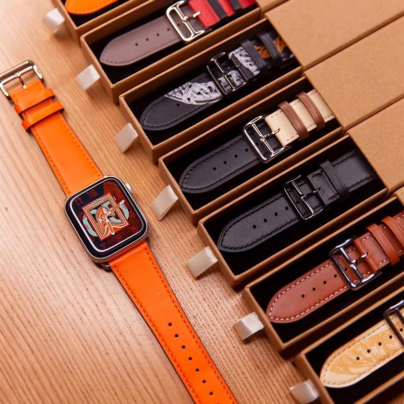 Leather Band For Apple Watch Bands Series SE 10 9 8 7 6 5 4 3 2 1 Ultra 2 49mm 45mm 41mm 44mm 40mm 46mm 42mm 38mm, Genuine Leather Replacement Band for iWatch, Leather Apple Watch Strap for Women & Men Accessories Wearable