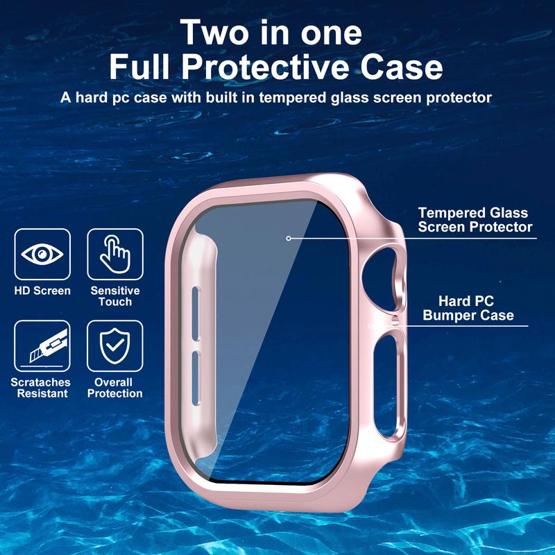 Junboer [6 Pack] Waterproof Hard Case with Tempered Glass Compatible with Apple Watch Series 10 (2024) 46 42mm, Ultra-Thin Anti-Fall Tough Protective Cover for iWatch Screen Protector