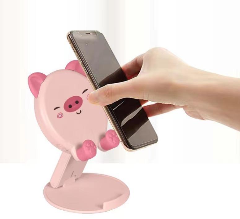 Cute Foldable Phone Stand Pink Phone Holder Adjustable Pig Cell Phone Stand Desk Portable Accessories for All Phones