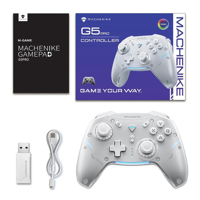 MACHENIKE G5 Pro Wireless Gamepad Controller, Hall Linear Trigger Mechanical Buttons, Handheld Game Console, 6 Axis Gyroscope Tri-mode Connection for Windows Steam Switch PC