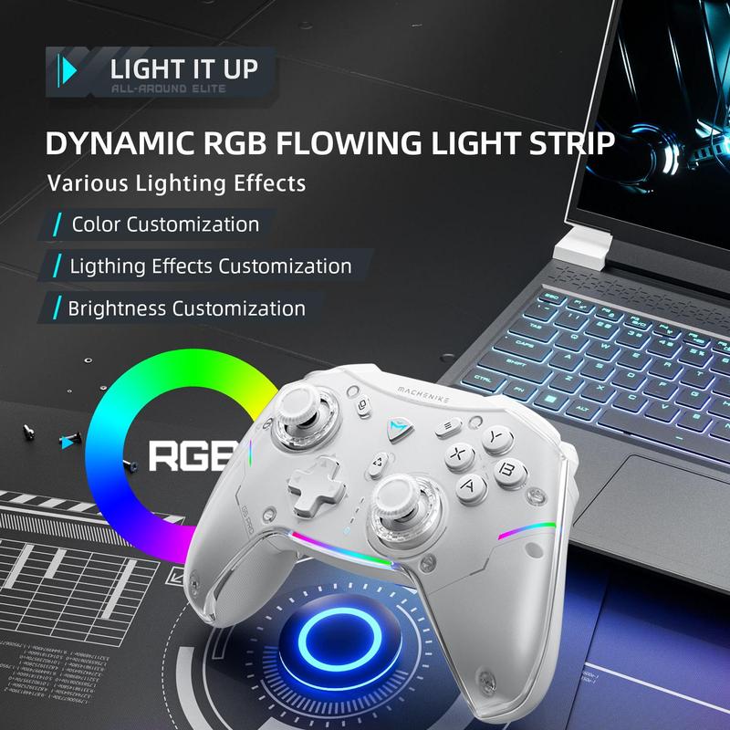 MACHENIKE G5 Pro Wireless Gamepad Controller, Hall Linear Trigger Mechanical Buttons, Handheld Game Console, 6 Axis Gyroscope Tri-mode Connection for Windows Steam Switch PC