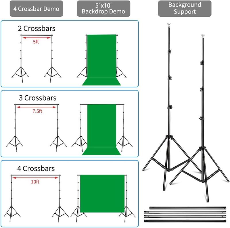 Backdrop Stand, 6.4ft x 10ft Adjustable Photo Background Stand with Carry Bag for Photography Photo Video Studio, Baby Shower, Birthday Party (6.4ftx10ft) Camera Camera