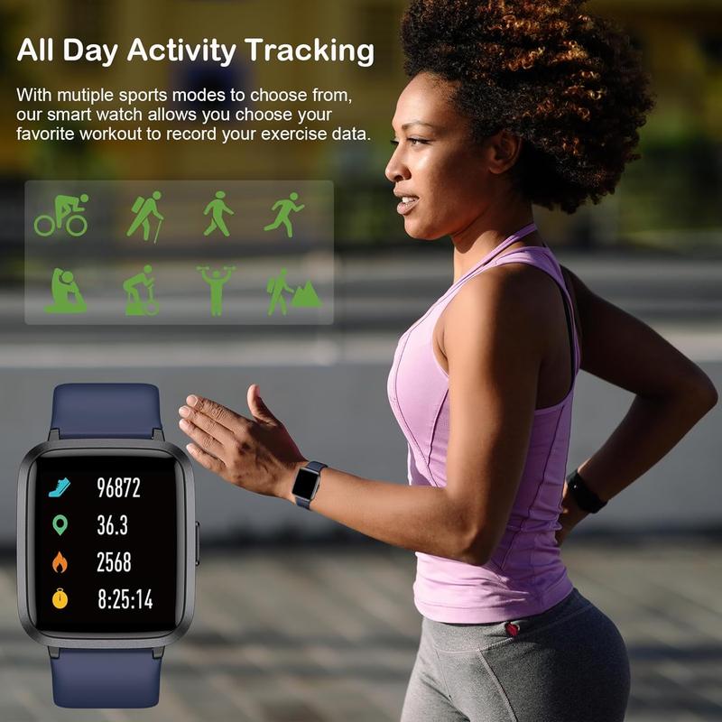 Fitness Tracker, Fitness Watch with Blood Oxygen, Blood Pressure & Heart Rate Monitor, Steps Calories Counter, Sleep Monitor, Pedometer 50 Meters Waterproof, Smart Watch for Android iPhones