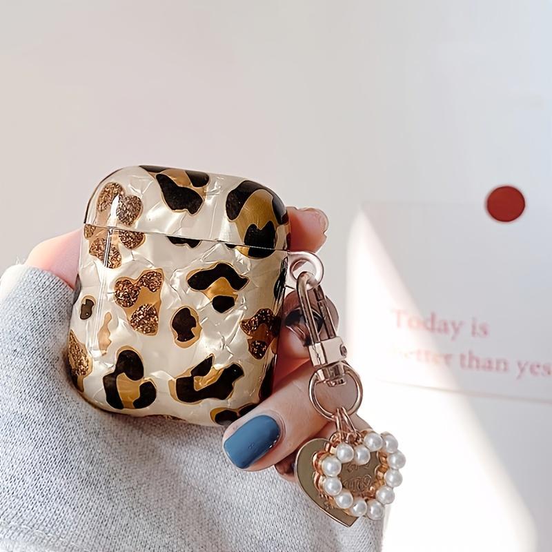 Fashion Leopard Print Earphone Case with Chain, Earphone Protective Cover, Earphone Accessories Compatible with AirPod 1 2 AirPod Pro