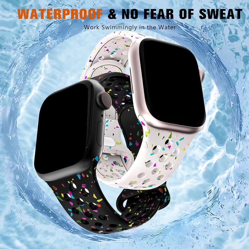 4 Pack Sport Bands Compatible with Apple Watch Band 38mm 40mm 41mm 42mm 44mm 45mm 49mm for Women Men, Soft Silicone Breathable Strap Wristband for iWatch Series SE 9 8 7 6 5 4 3 2 1 Ultra